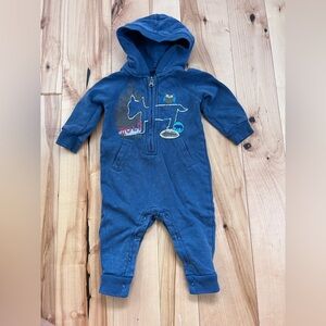 Koala Kids Blue Footies One Piece with animal Graphics